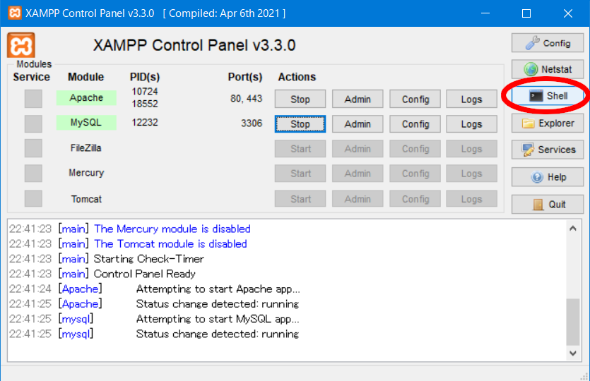 XAMPP Control Panel
